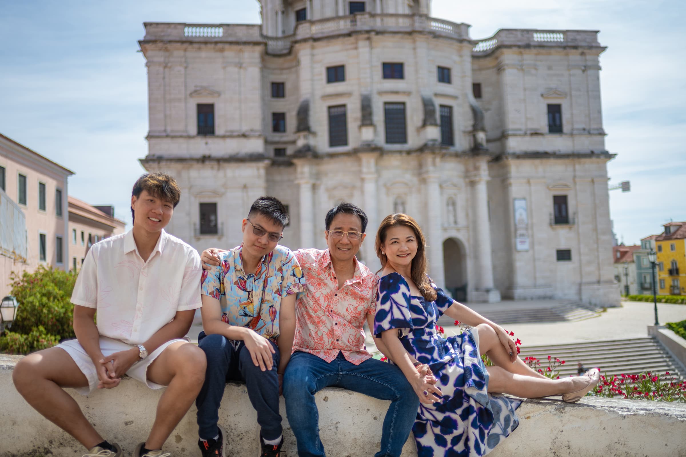 The&nbsp;National Pantheon behind a&nbsp;family with&nbsp;grown-up&nbsp;sons. Older children are&nbsp;the&nbsp;easy case here: they&nbsp;walk, and&nbsp;Alfama does the&nbsp;rest.