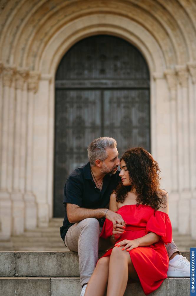 Engagement photo on the steps of Lisbon Cathedral
